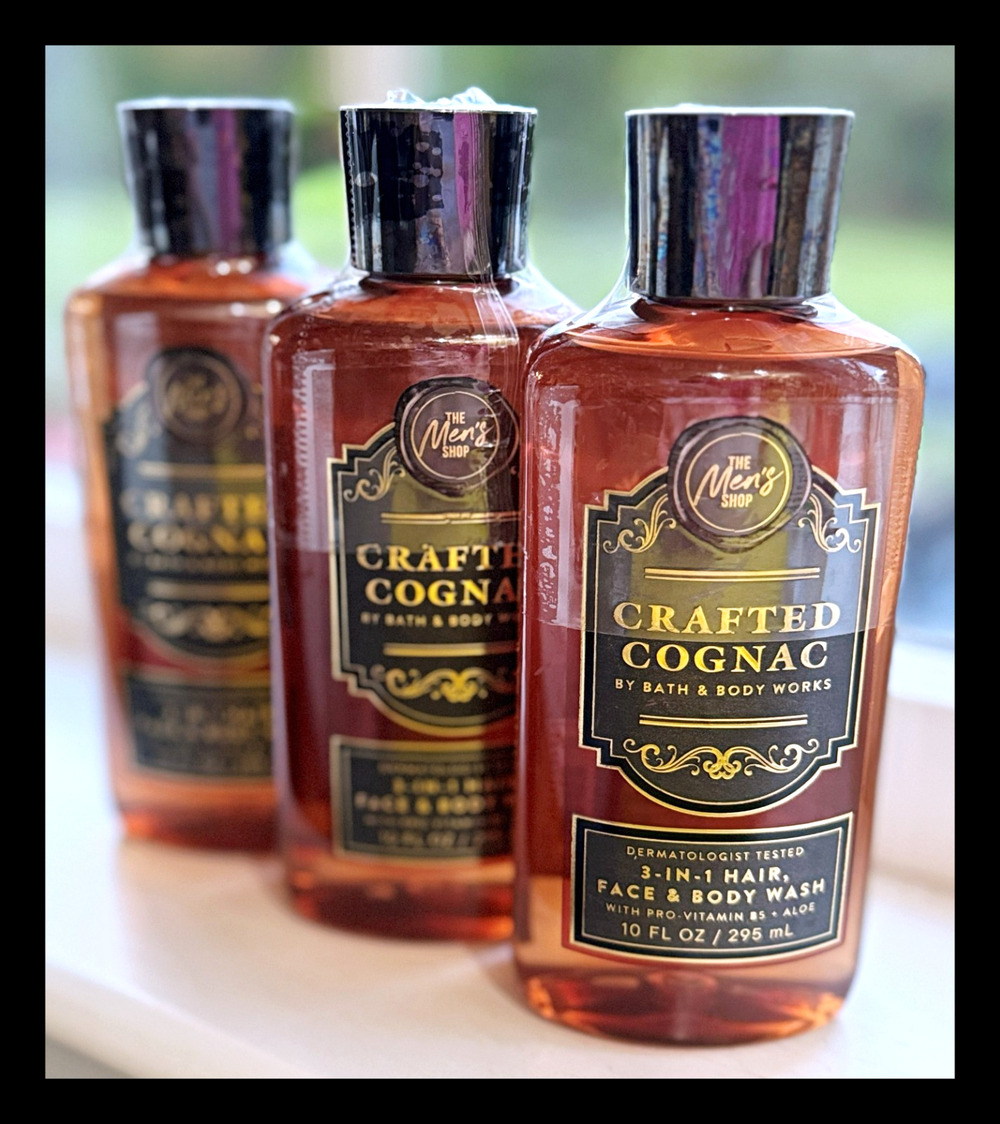 Bath & Body Works 10 oz Crafted Cognac Men's 3-in-1 Hair Face Body Wash Gel x3